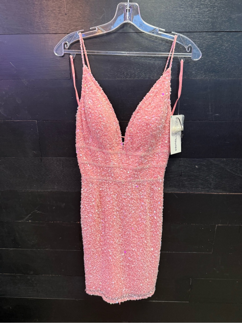 Sparkling Pink Sequin V-Neck Mini Dress